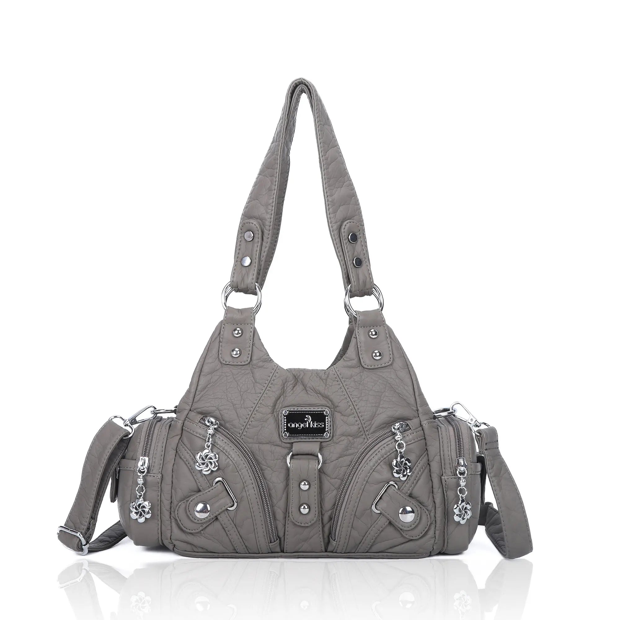 Small Everyday Shoulder Purse with Front Zip Pockets