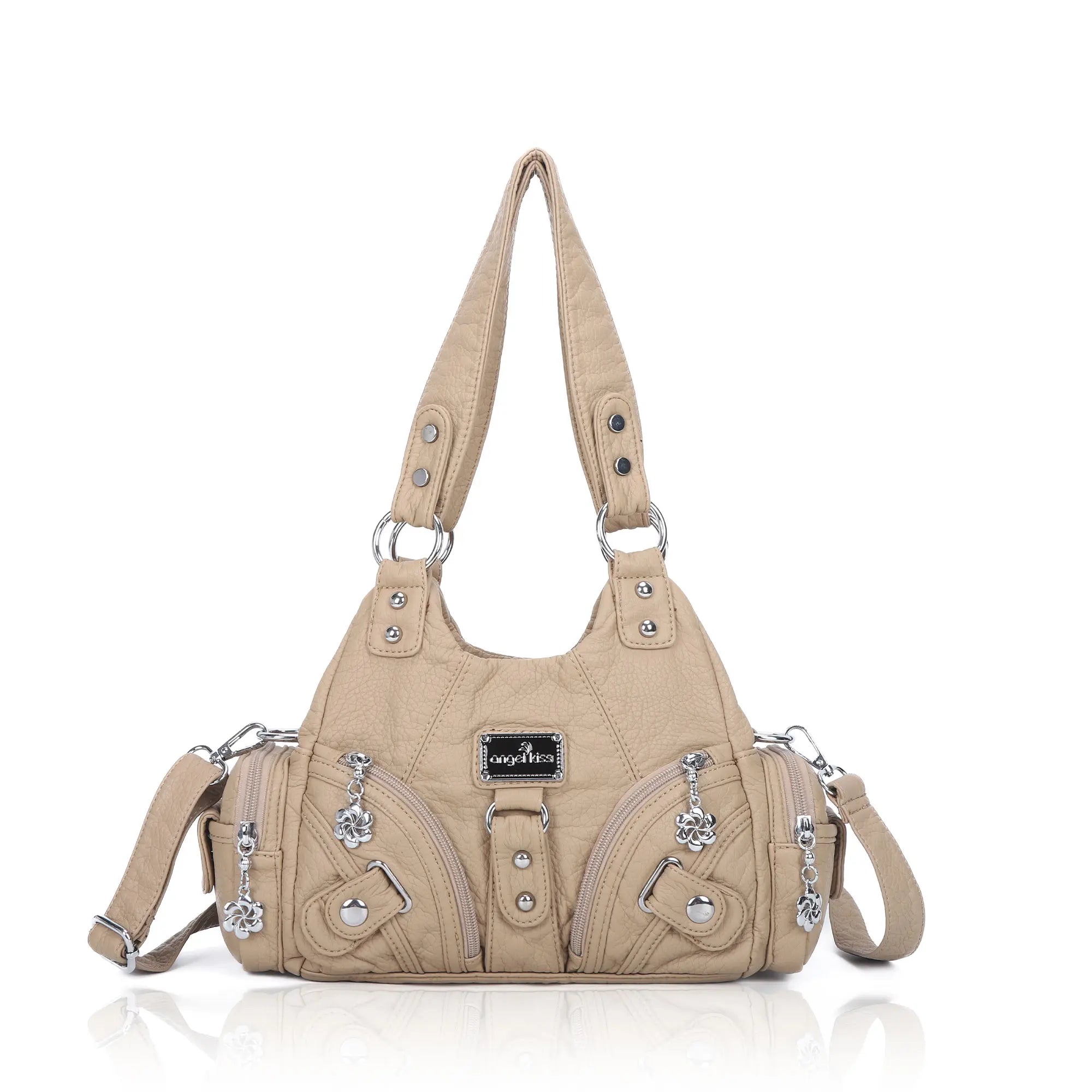 Small Everyday Shoulder Purse with Front Zip Pockets