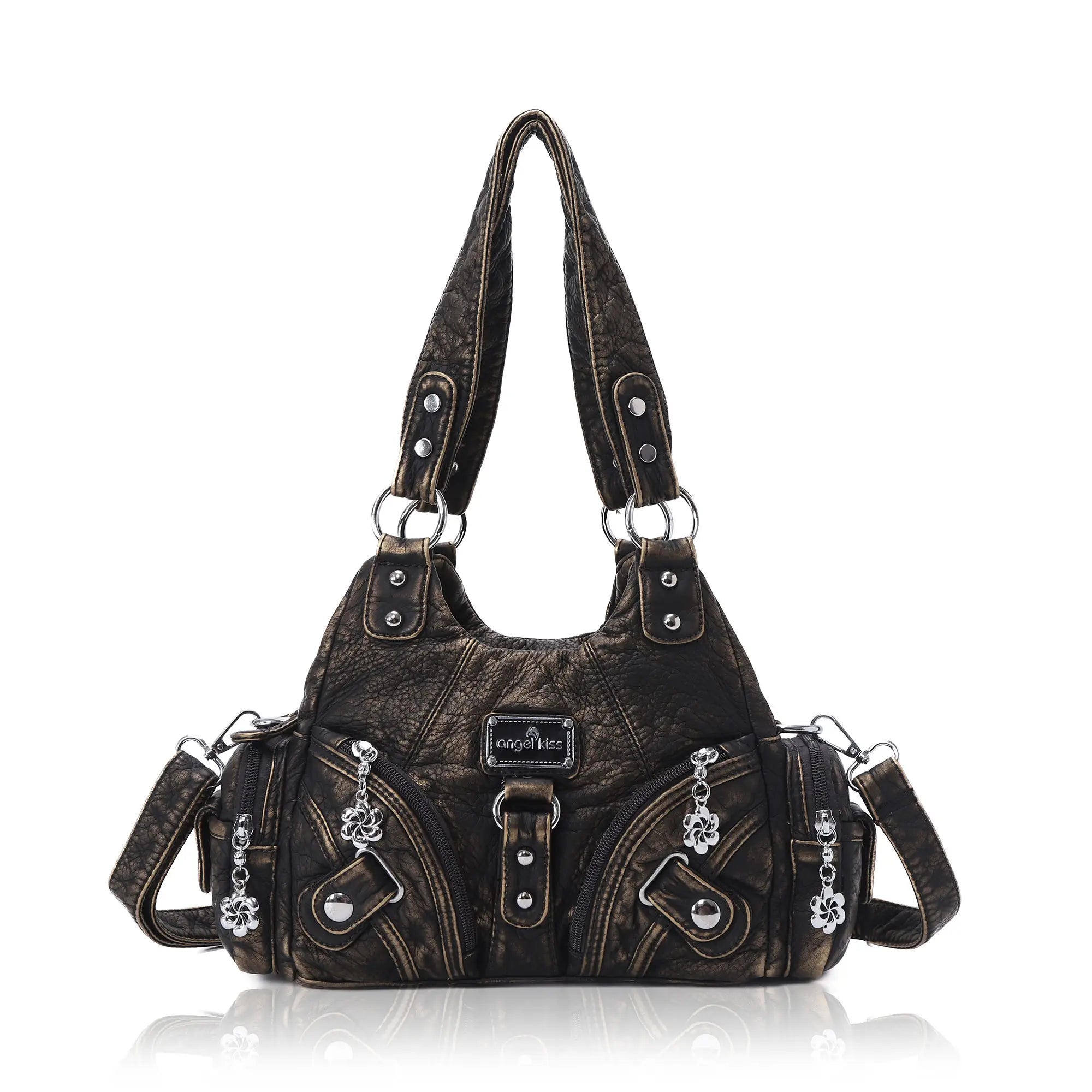 Small Everyday Shoulder Purse with Front Zip Pockets
