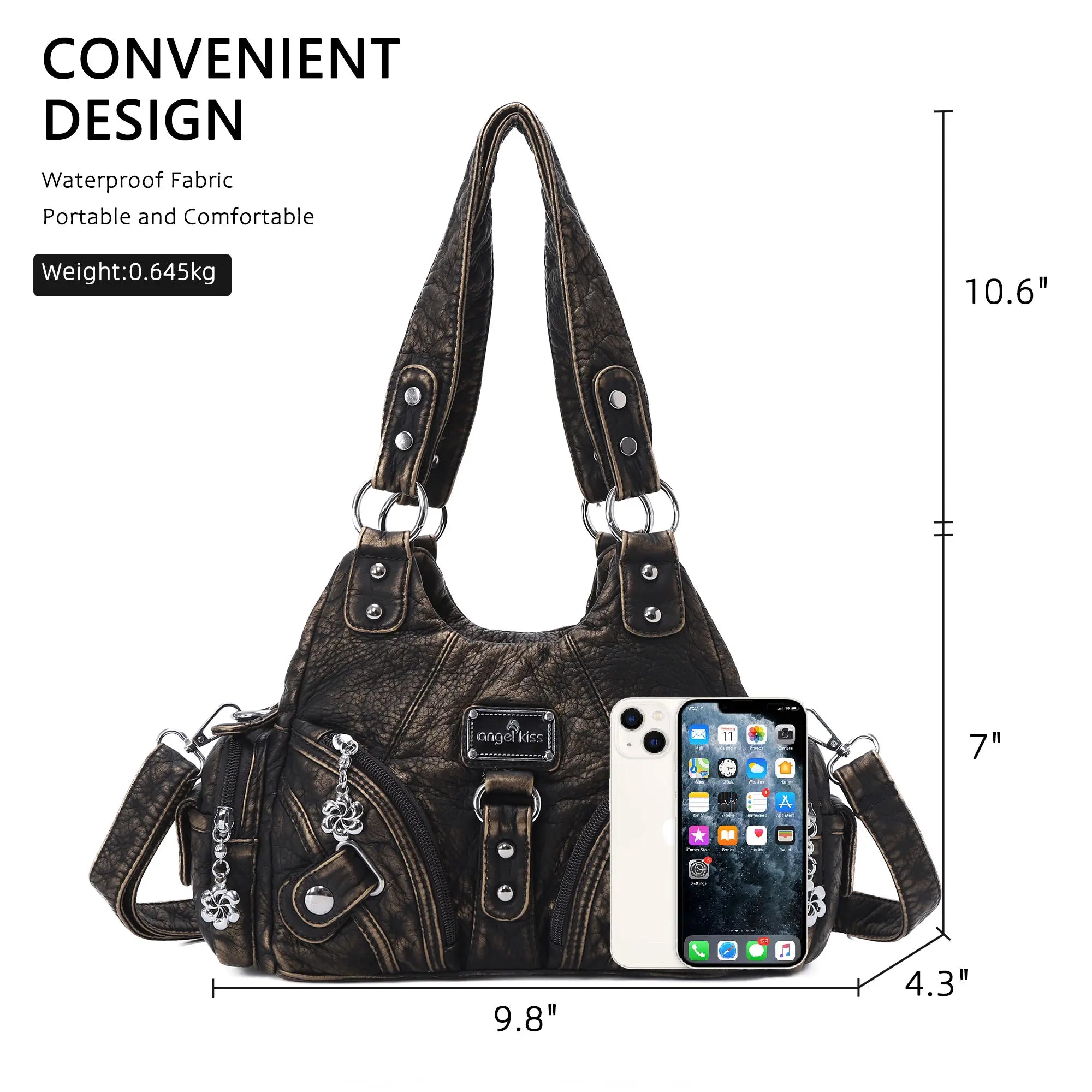 Small Everyday Shoulder Purse with Front Zip Pockets