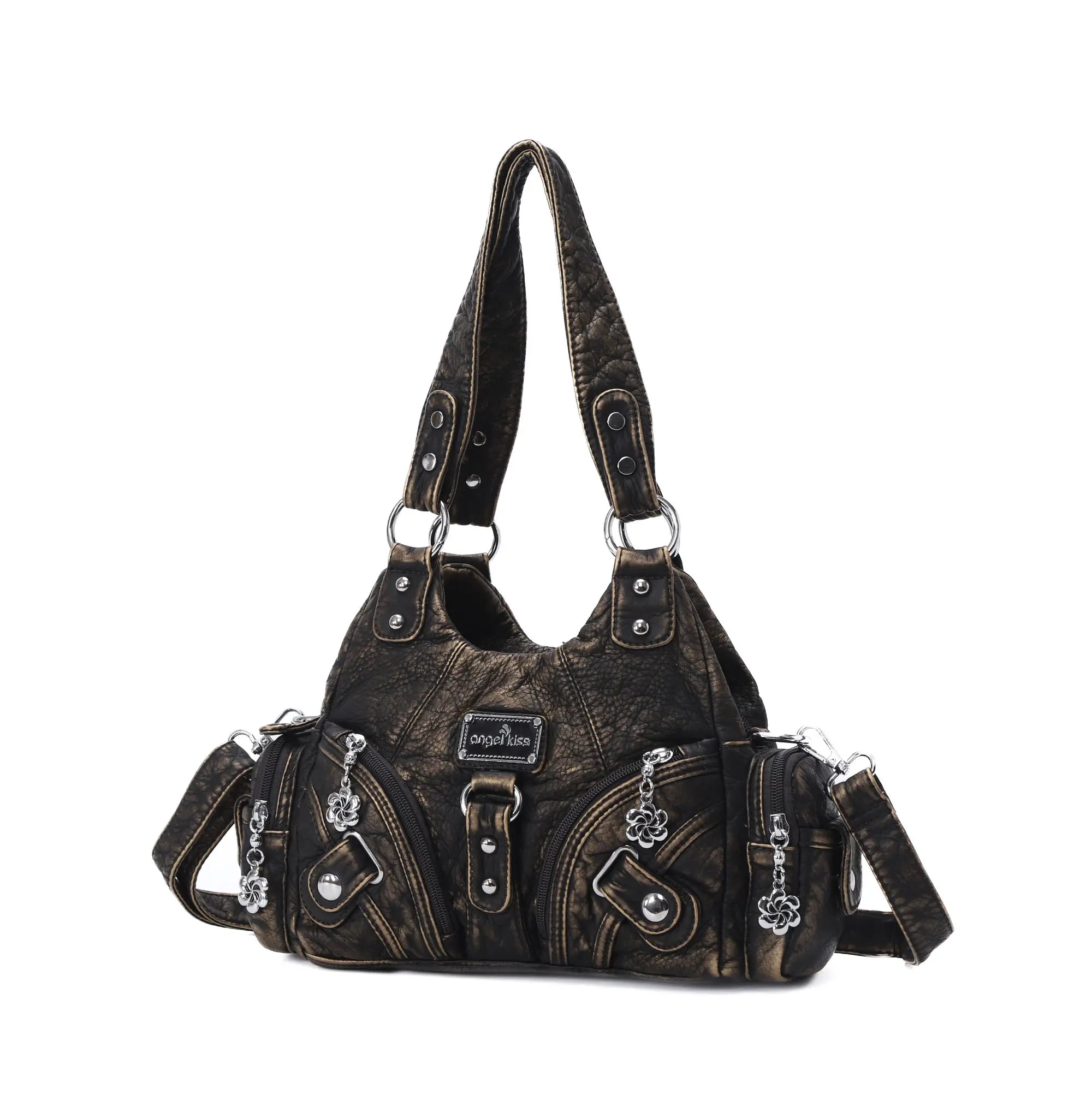 Small Everyday Shoulder Purse with Front Zip Pockets