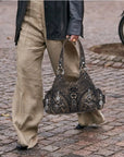 Small Everyday Shoulder Purse with Front Zip Pockets