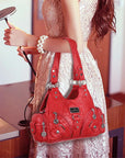 Small Everyday Shoulder Purse with Front Zip Pockets