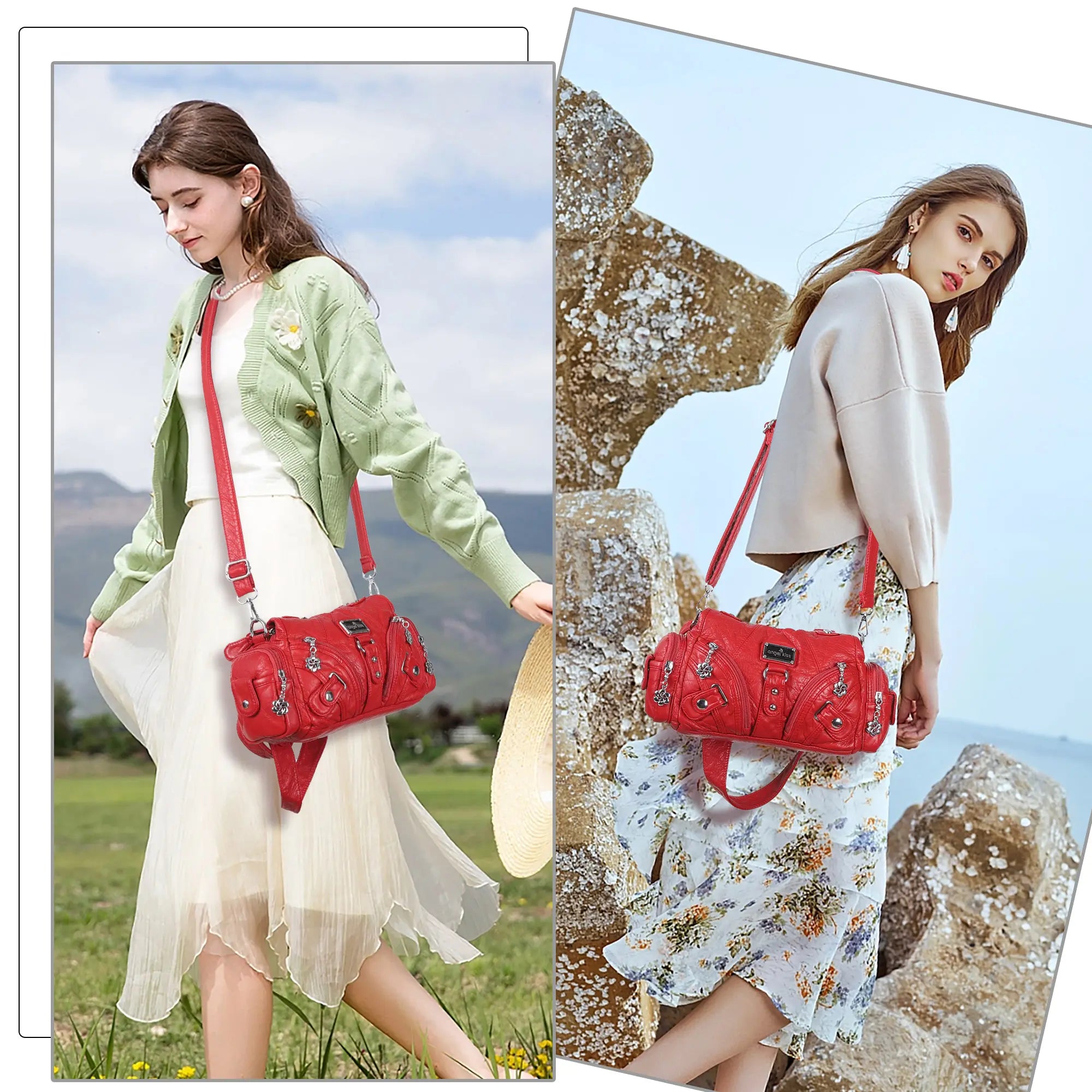 Small Everyday Shoulder Purse with Front Zip Pockets