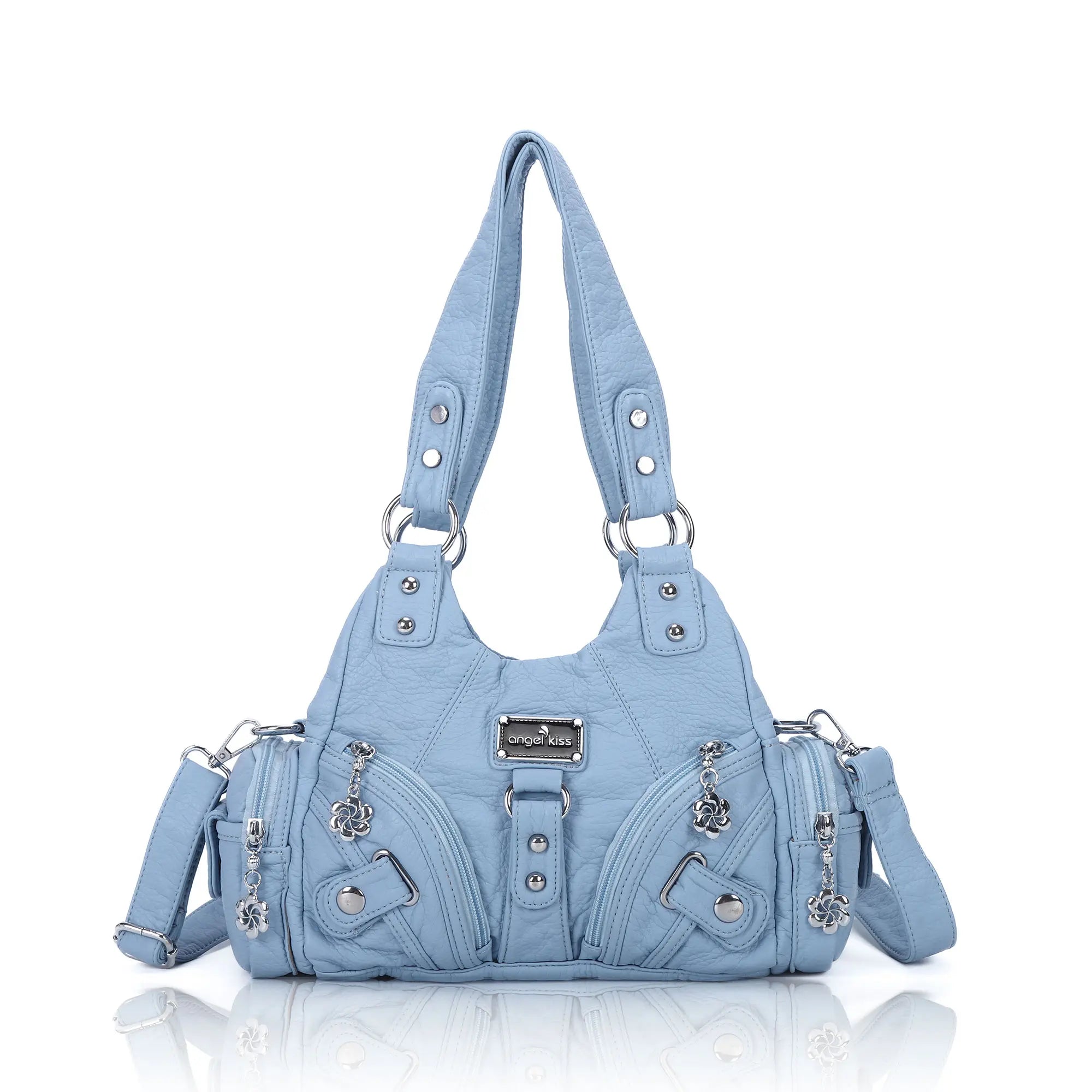 Small Everyday Shoulder Purse with Front Zip Pockets