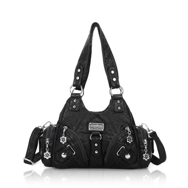 Small Everyday Shoulder Purse with Front Zip Pockets