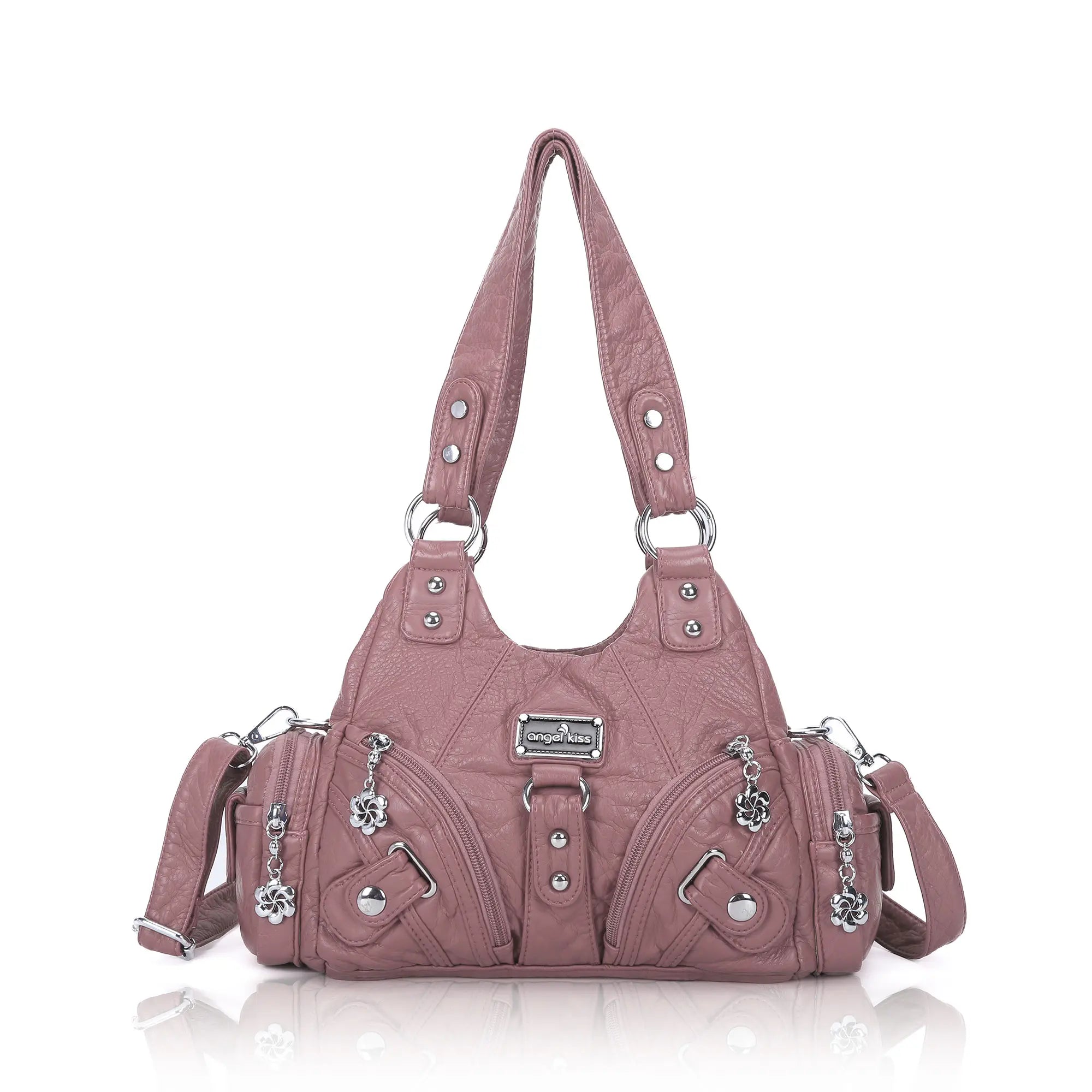 Small Everyday Shoulder Purse with Front Zip Pockets
