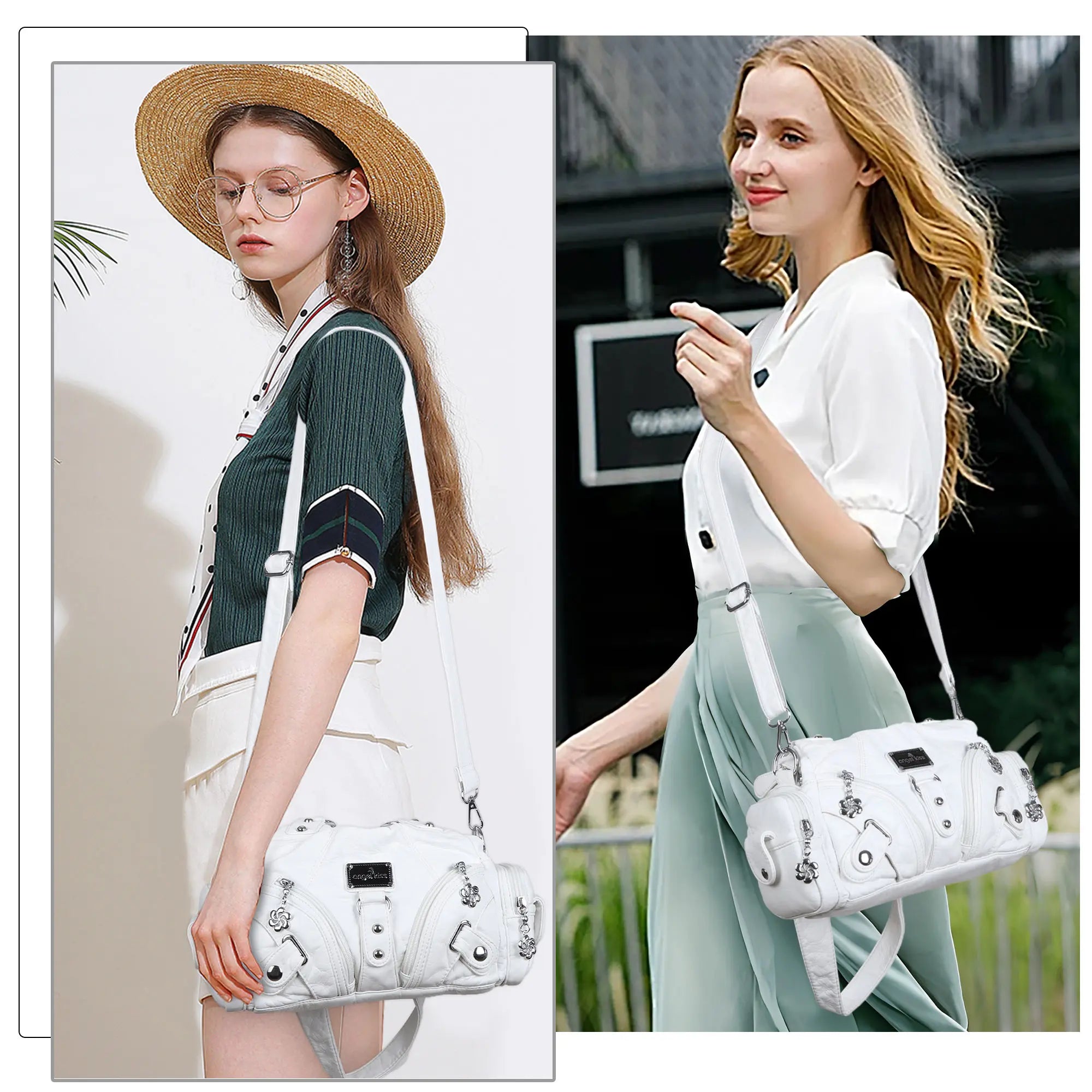 Small Everyday Shoulder Purse with Front Zip Pockets