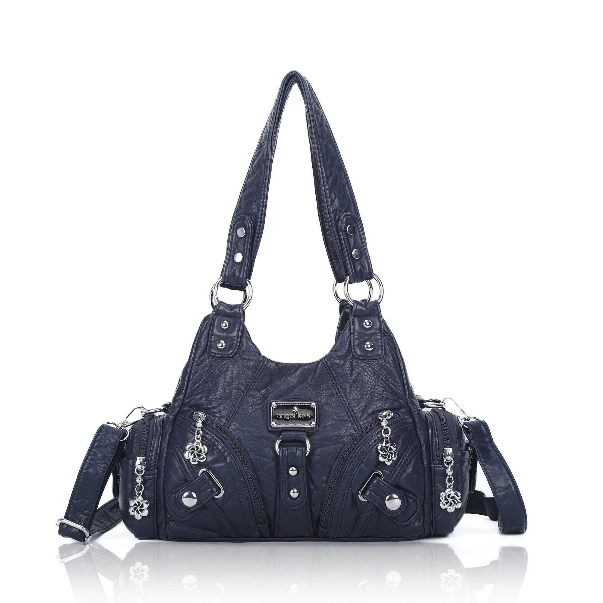 Small Everyday Shoulder Purse with Front Zip Pockets