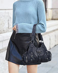 Small Everyday Shoulder Purse with Front Zip Pockets
