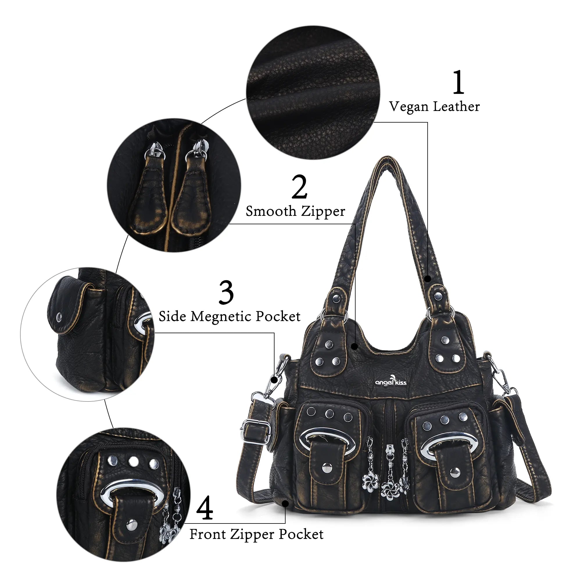 Purse With Silver Hardware 90s Style Crossbody Bag For Women