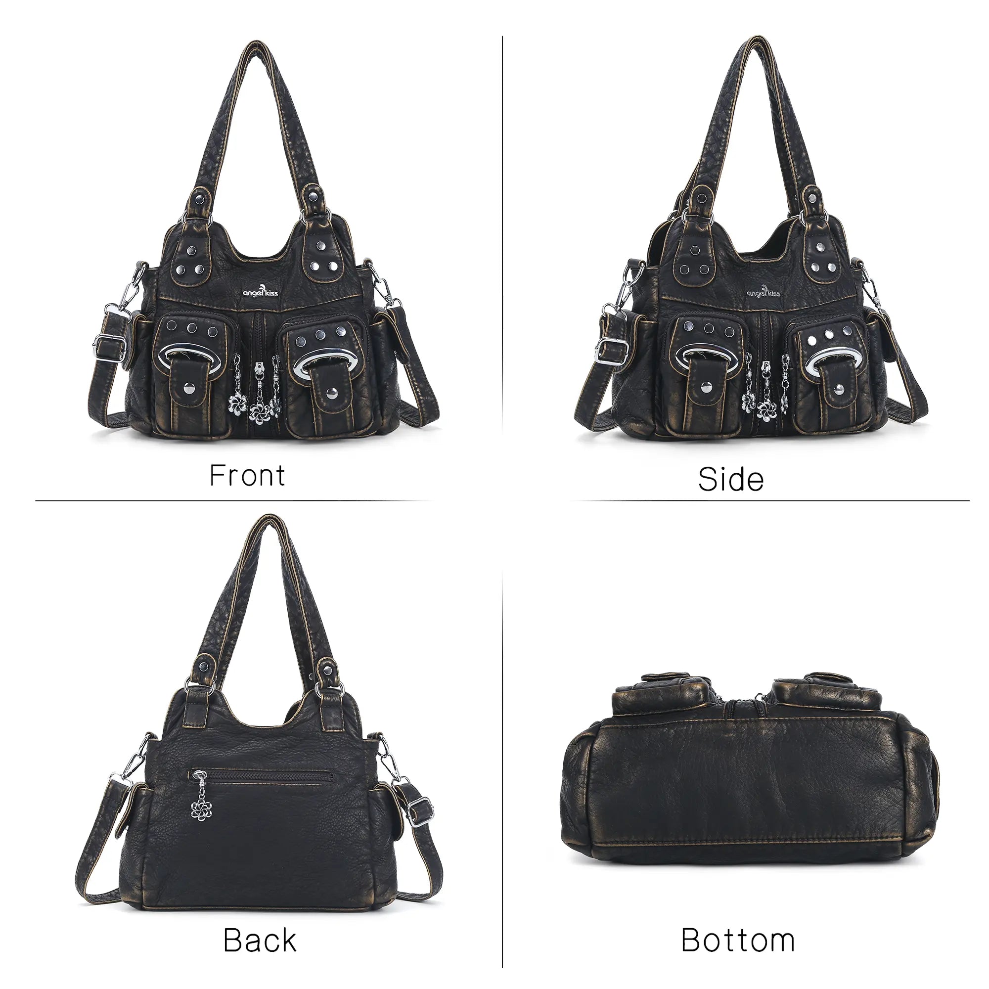 Purse With Silver Hardware 90s Style Crossbody Bag For Women