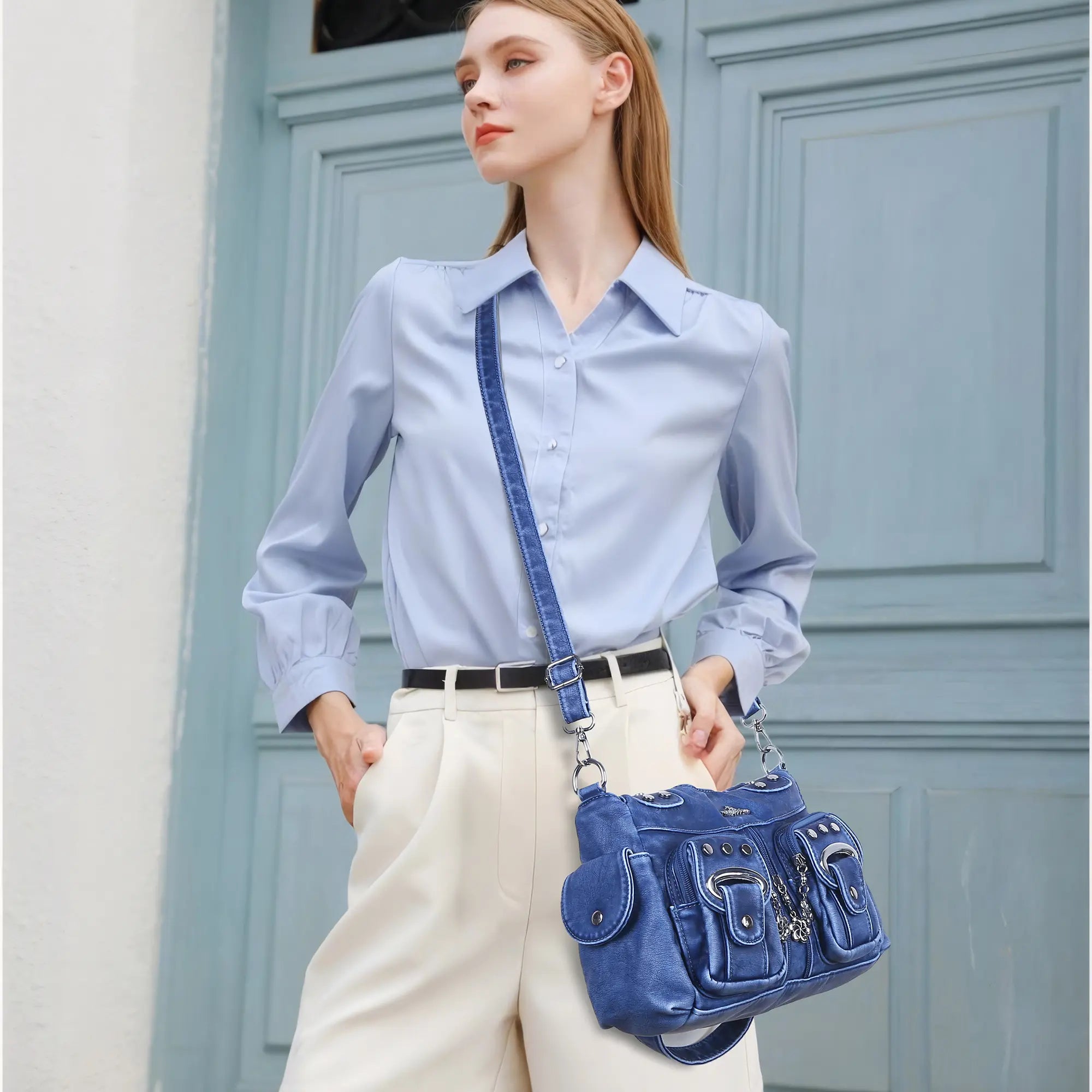 Purse With Silver Hardware 90s Style Crossbody Bag For Women