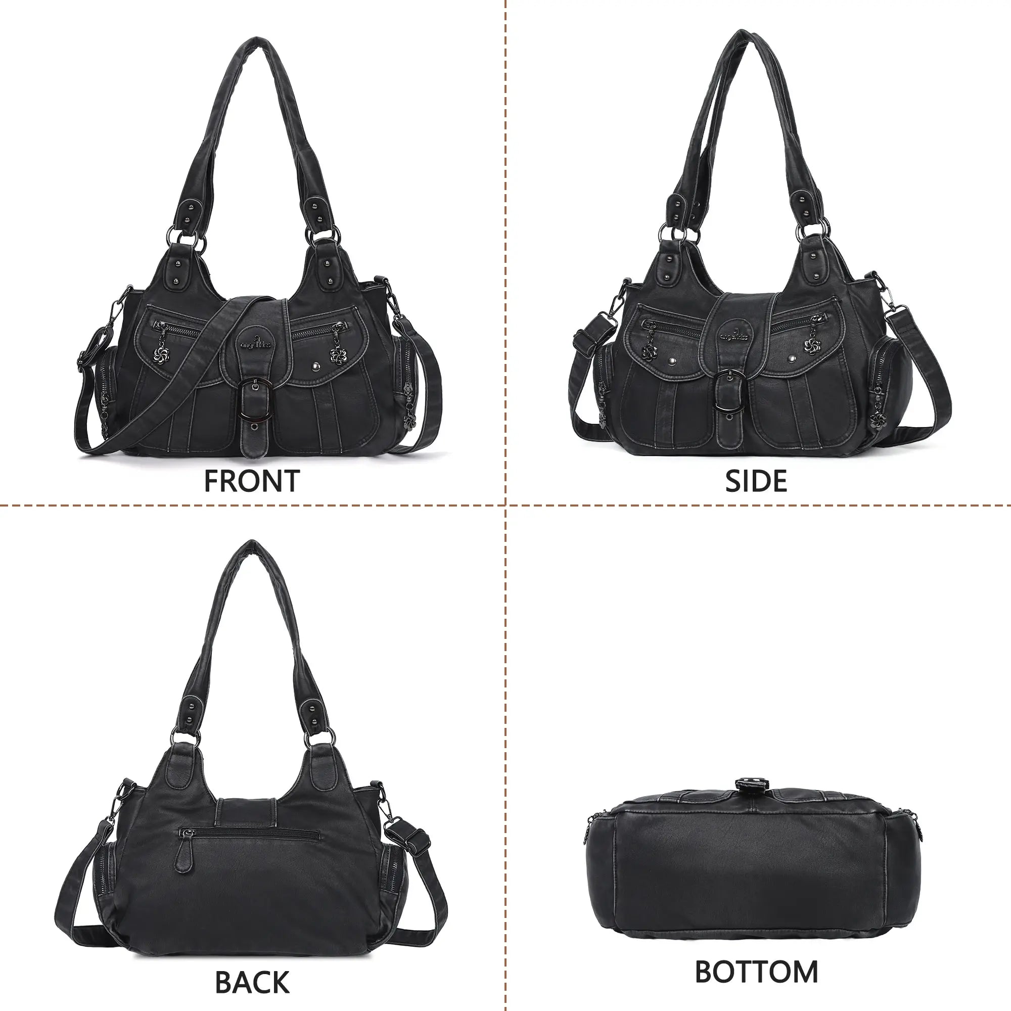 Large Braided Multi-Pocket Hobo Shoulder Bag with Crossbody Strap