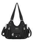 Soft PU Multi-Pocket Shoulder Purse with Crossbody Strap