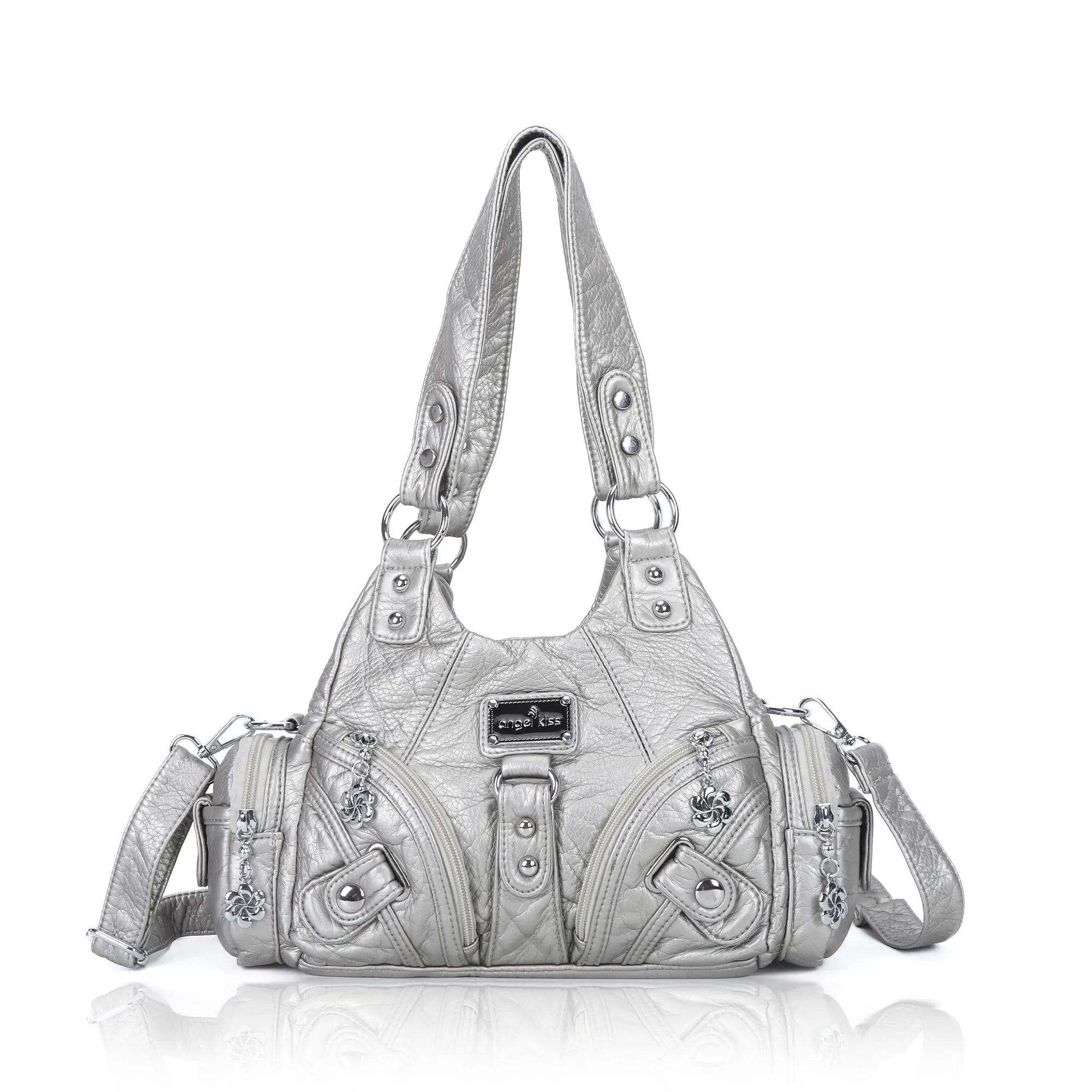 Small Everyday Shoulder Purse with Front Zip Pockets