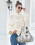 Small Everyday Shoulder Purse with Front Zip Pockets