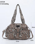 Edgy Leopard Print Satchel – Punk Rock Studded Shoulder Bag