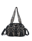 Edgy Leopard Print Satchel – Punk Rock Studded Shoulder Bag