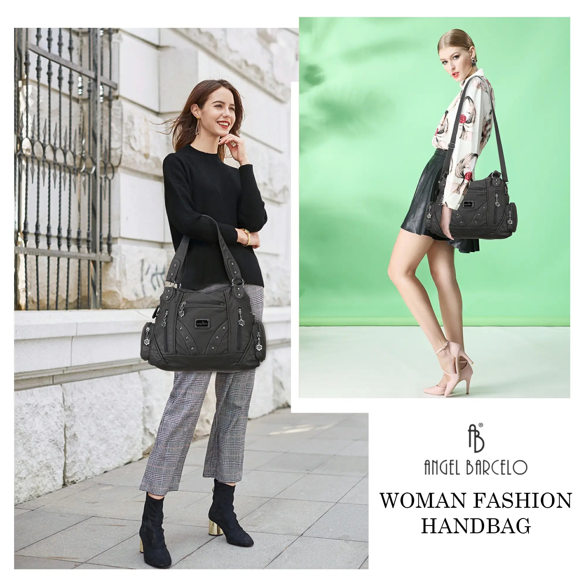Large Leather Hobo Ladies Crossbody Handbags Studded Bag