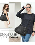 Large Leather Hobo Ladies Crossbody Handbags Studded Bag