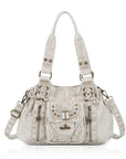 Lace-Up Multi-Pocket Hobo Shoulder Bag