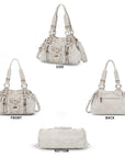 Lace-Up Multi-Pocket Hobo Shoulder Bag