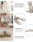Lace-Up Multi-Pocket Hobo Shoulder Bag