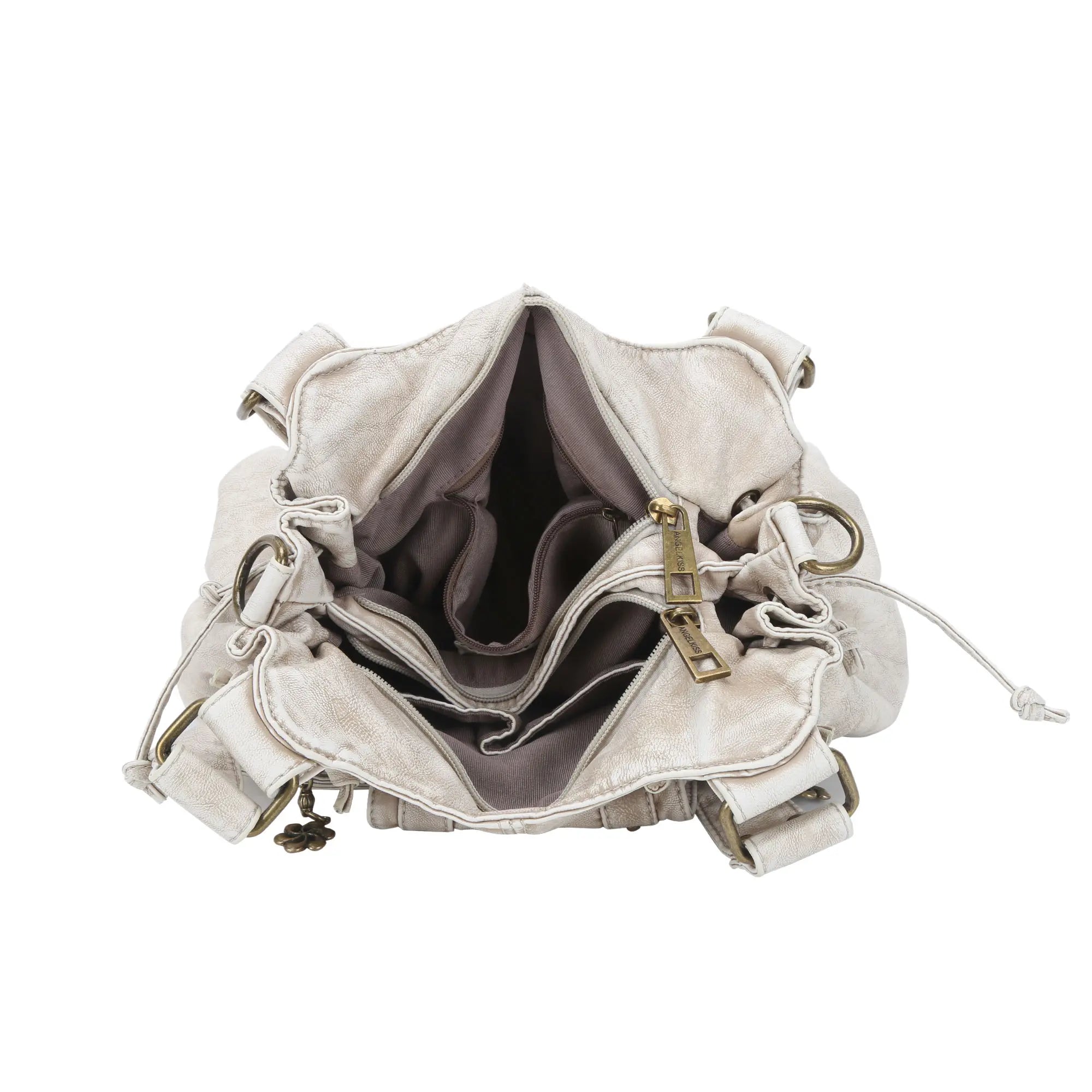 Lace-Up Multi-Pocket Hobo Shoulder Bag