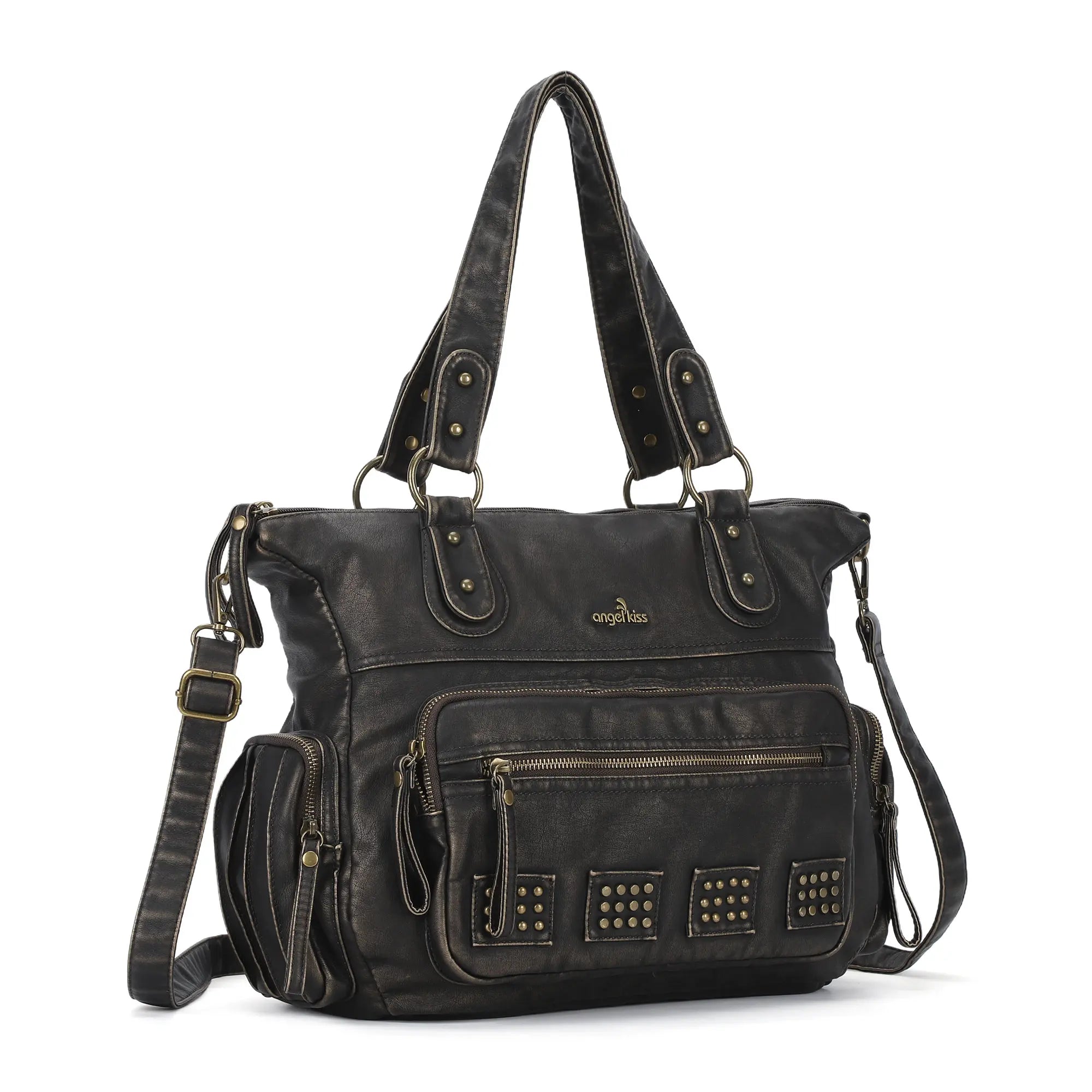 Oversized Slouchy Multi Pocket Tote Bag with Adjustable Strap