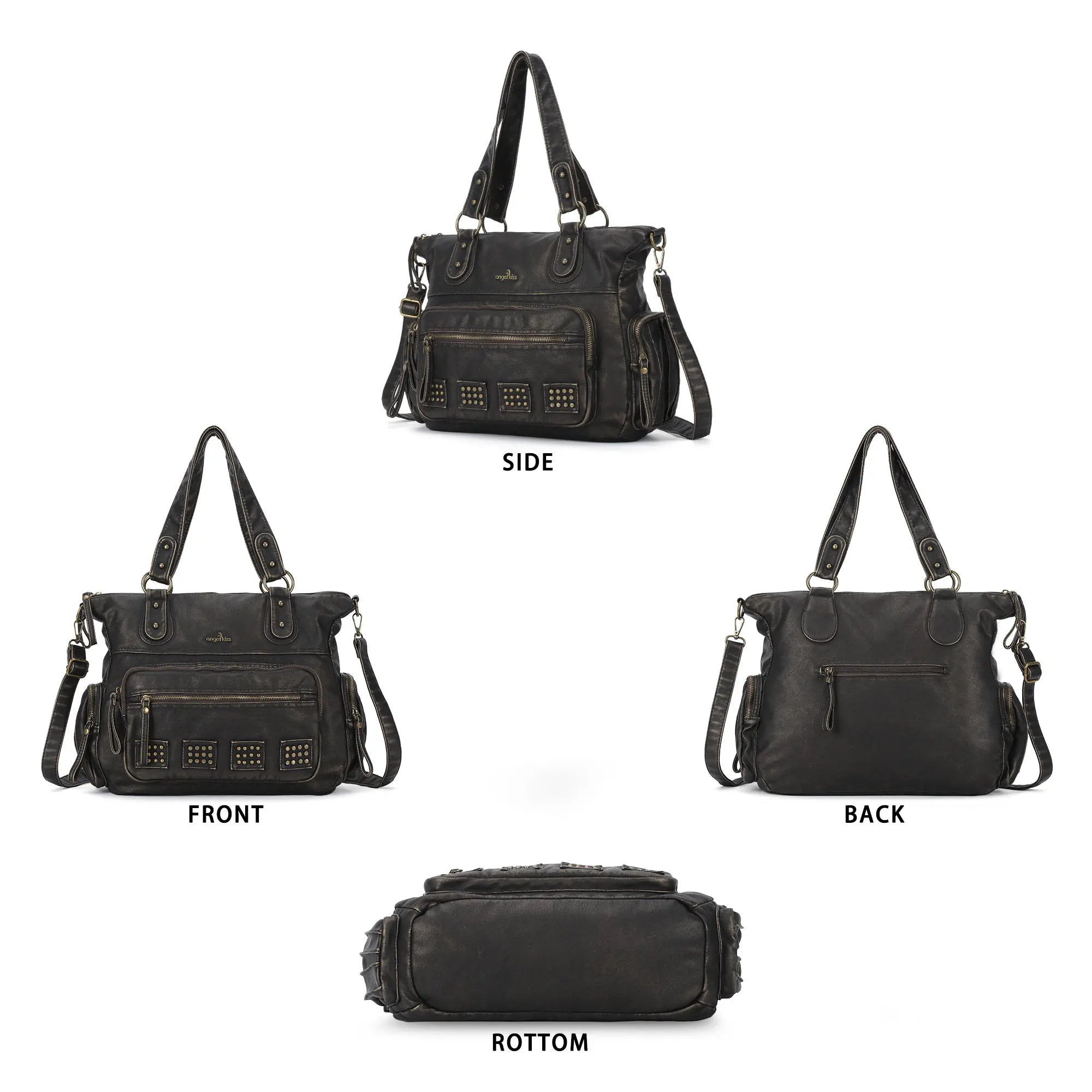 Oversized Slouchy Multi Pocket Tote Bag with Adjustable Strap