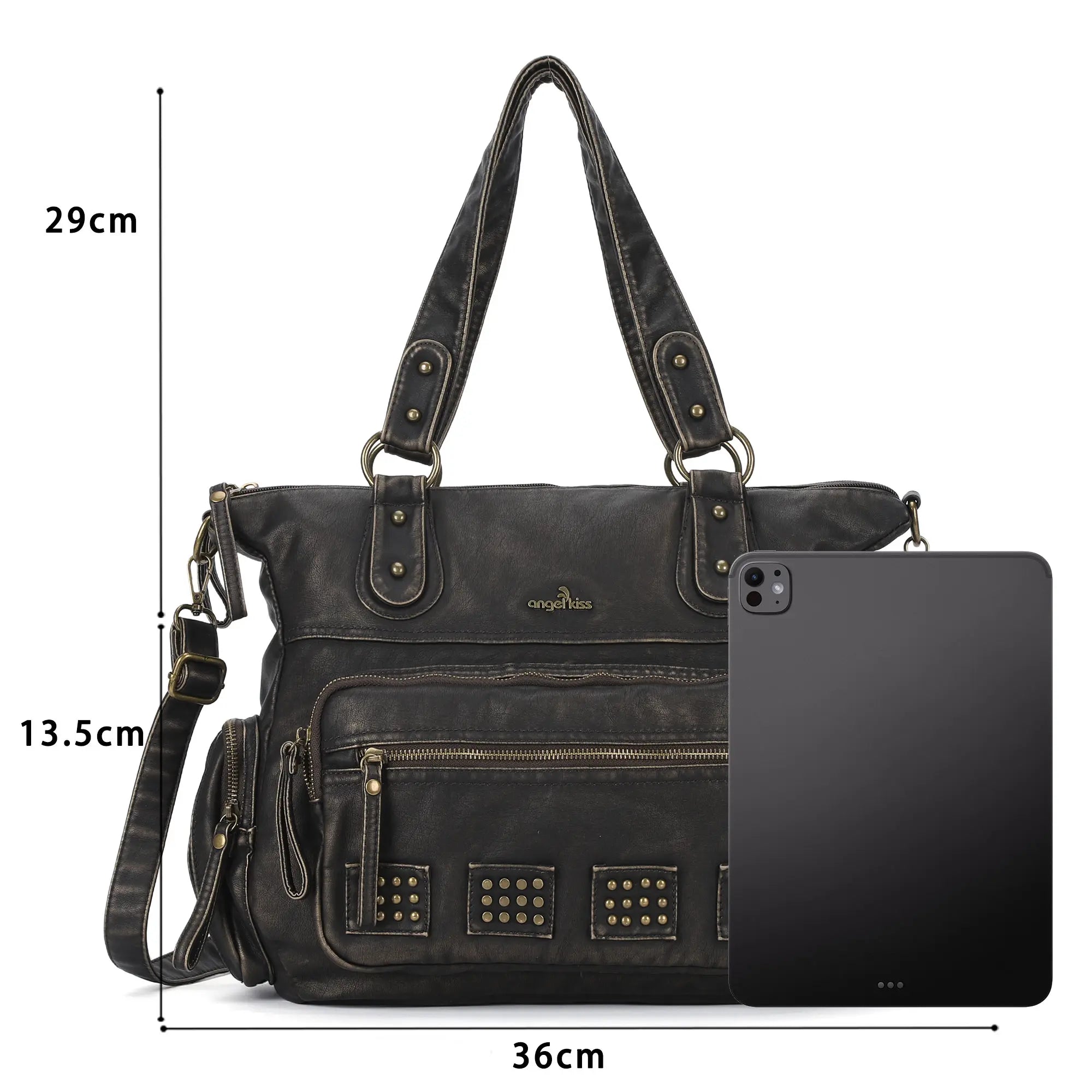 Oversized Slouchy Multi Pocket Tote Bag with Adjustable Strap