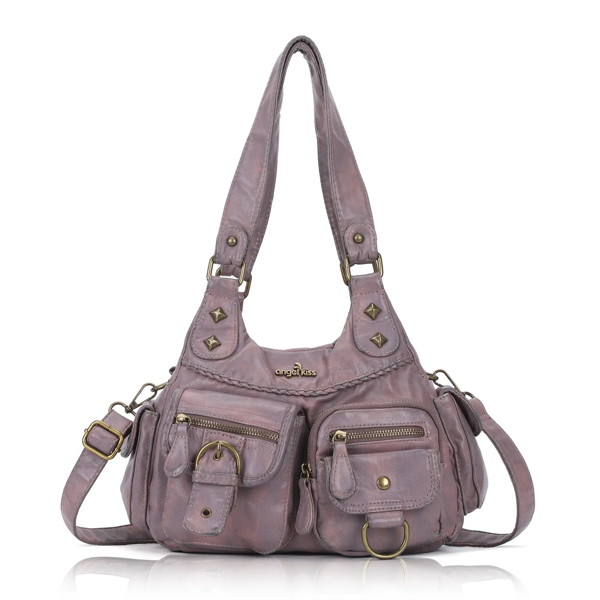 Y2K Utility Washed Shoulder Bag - Multi-Pocket Crossbody
