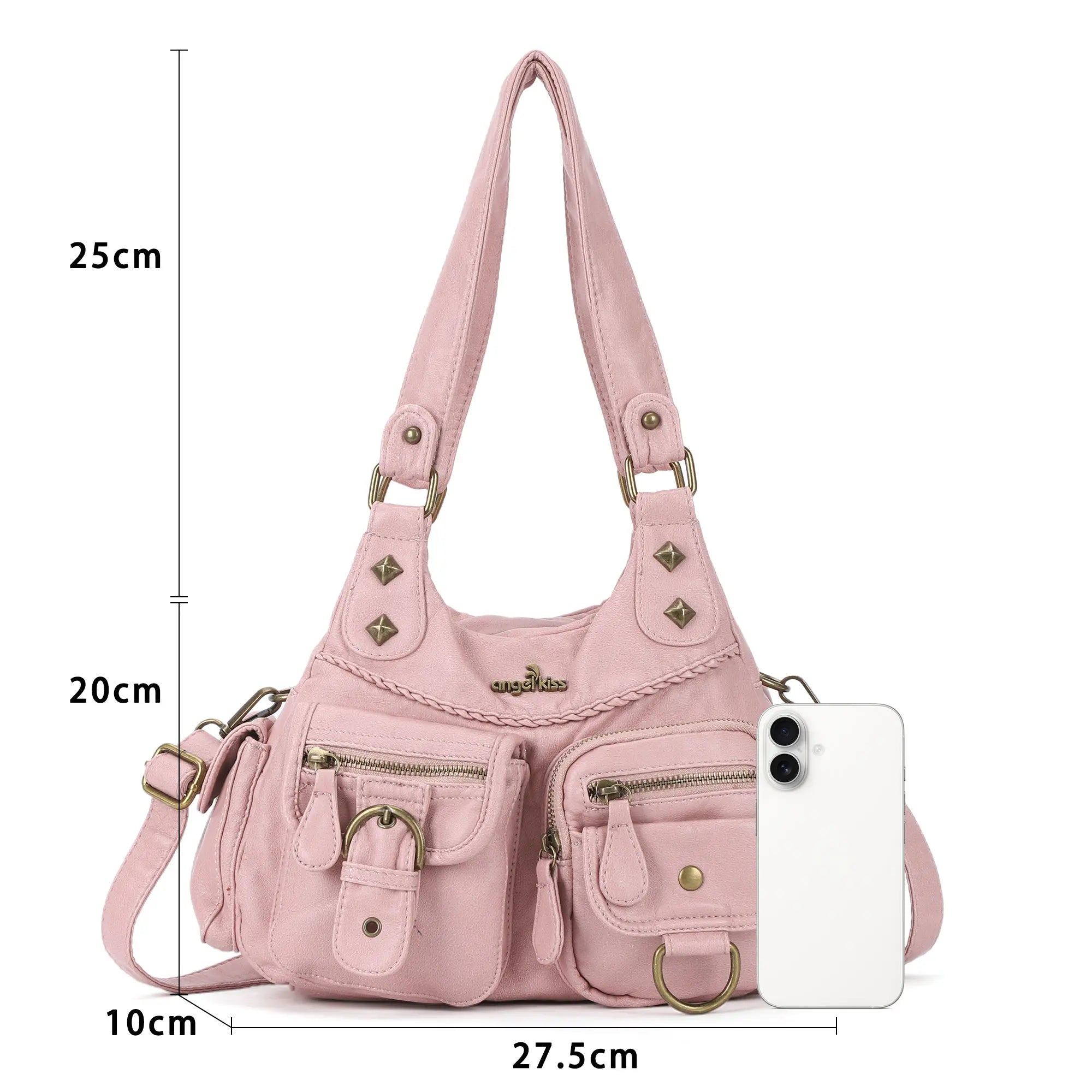 Y2K Utility Washed Shoulder Bag - Multi-Pocket Crossbody