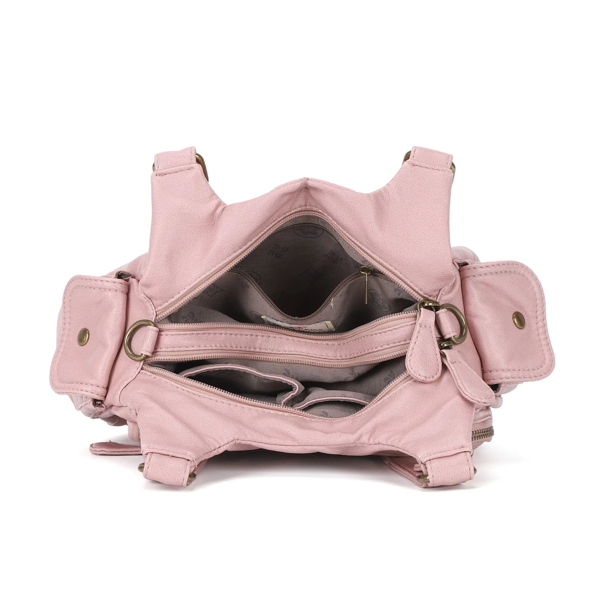Y2K Utility Washed Shoulder Bag - Multi-Pocket Crossbody