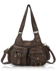 Y2K Utility Washed Shoulder Bag - Multi-Pocket Crossbody