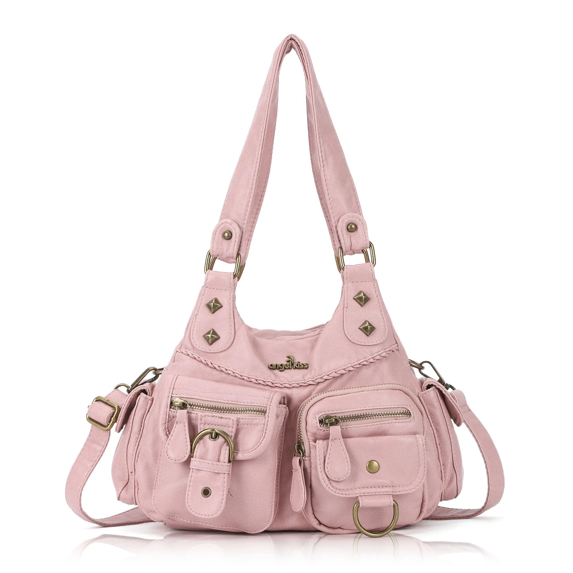 Y2K Utility Washed Shoulder Bag - Multi-Pocket Crossbody