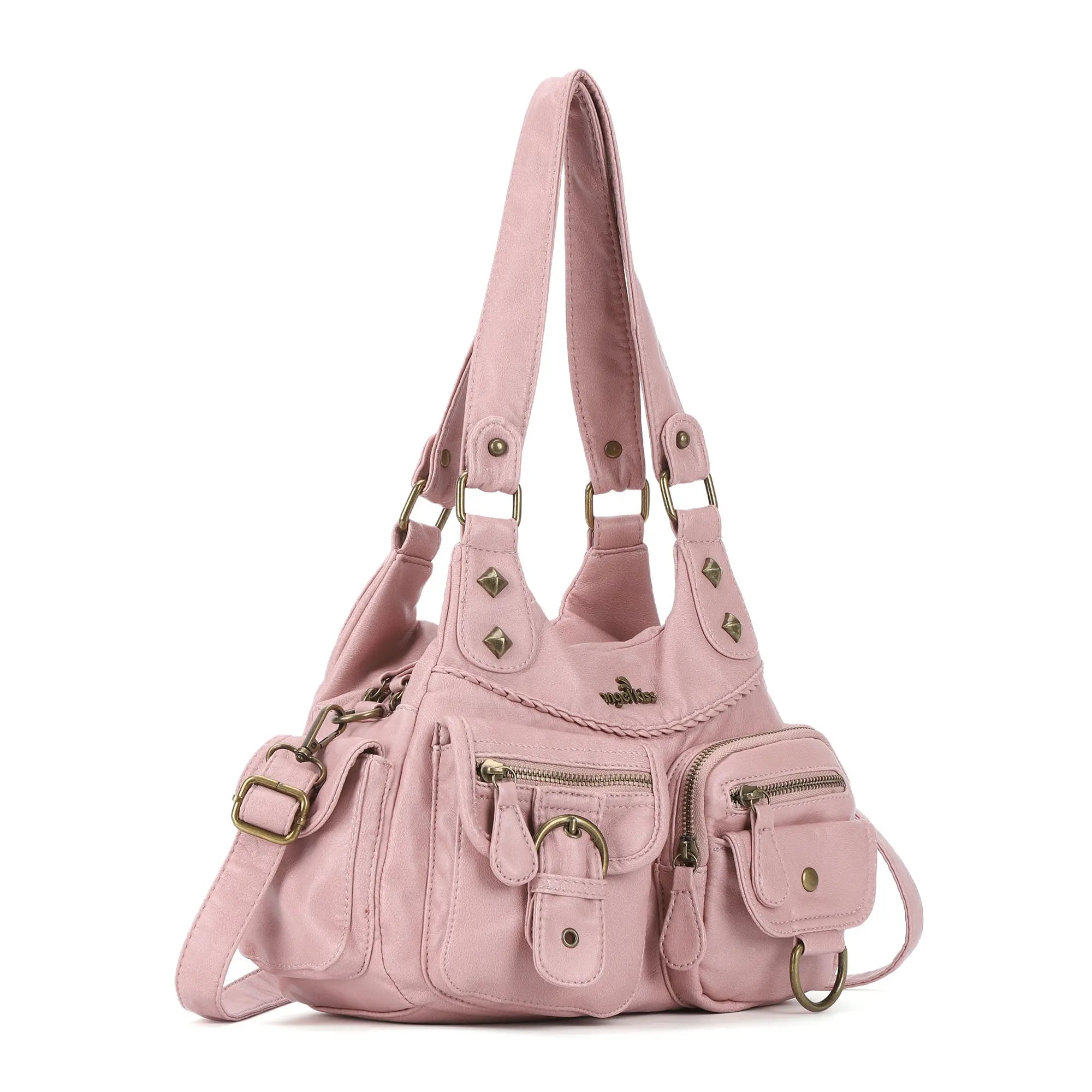 Y2K Utility Washed Shoulder Bag - Multi-Pocket Crossbody