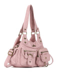 Y2K Utility Washed Shoulder Bag - Multi-Pocket Crossbody