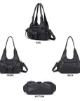 Vintage Moto Buckle-Front Hobo Shoulder Bag