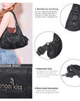 Vintage Moto Buckle-Front Hobo Shoulder Bag