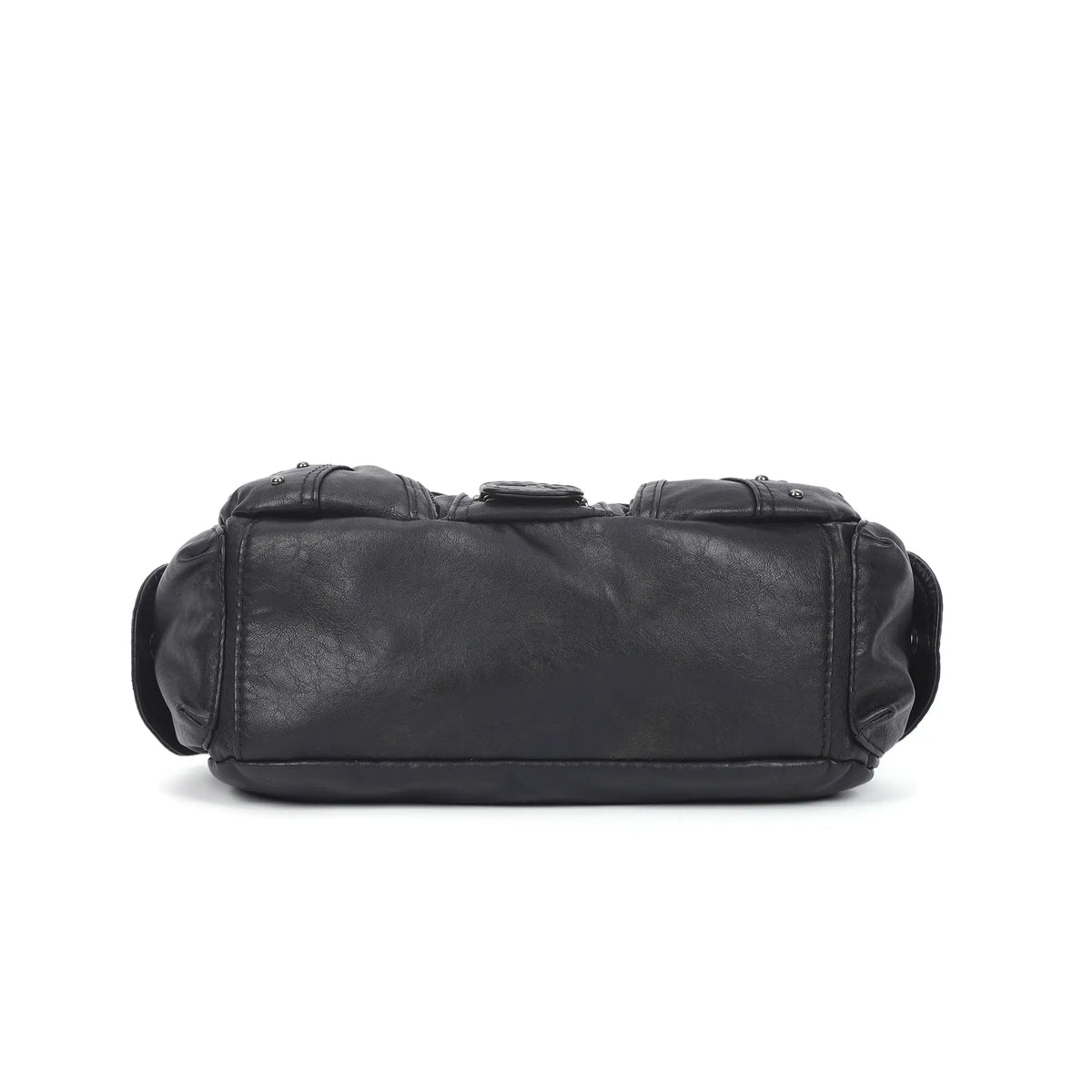 Vintage Moto Buckle-Front Hobo Shoulder Bag