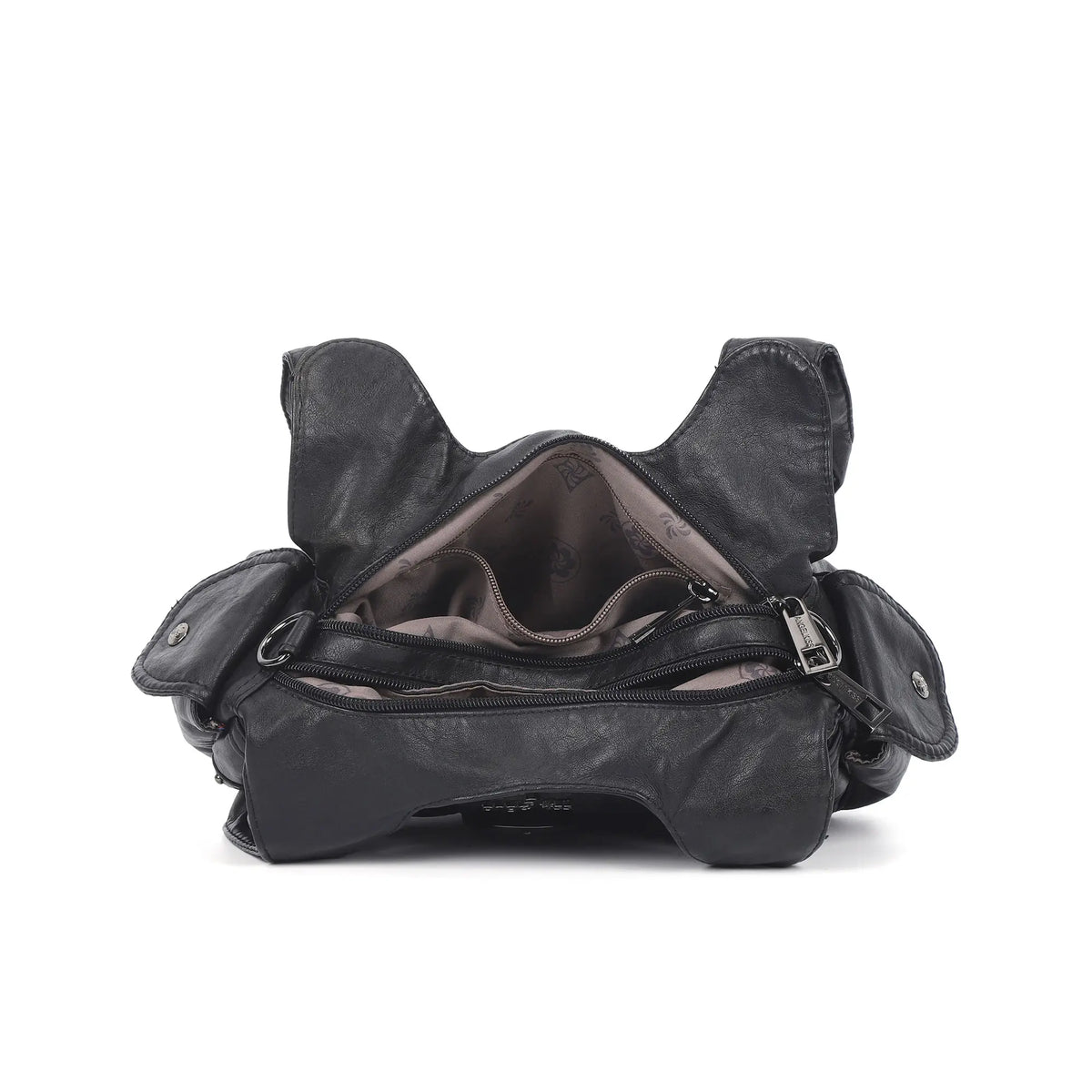 Vintage Moto Buckle-Front Hobo Shoulder Bag