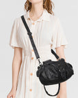 Vintage Moto Buckle-Front Hobo Shoulder Bag