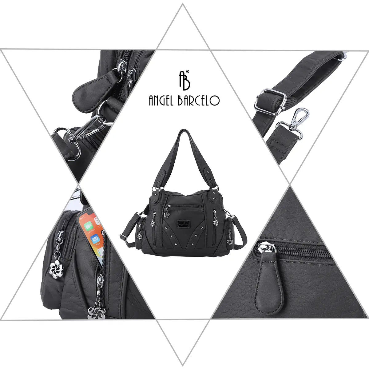 Large Leather Hobo Ladies Crossbody Handbags Studded Bag