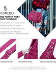 Women Large capacity hobo  Handbag Washed PU Leather-Angelkiss Bag