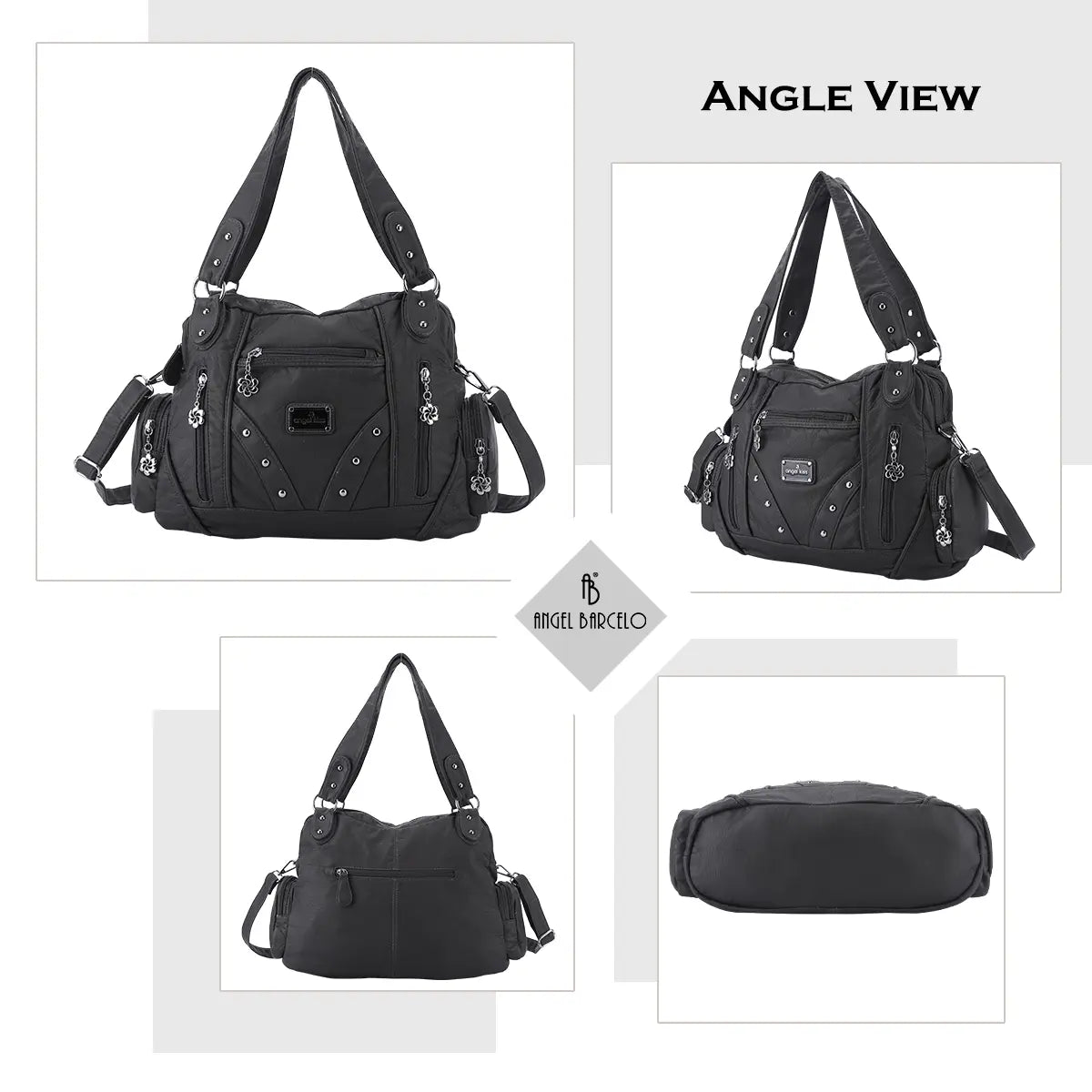 Large Leather Hobo Ladies Crossbody Handbags Studded Bag