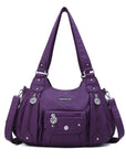 Soft PU Multi-Pocket Shoulder Purse with Crossbody Strap